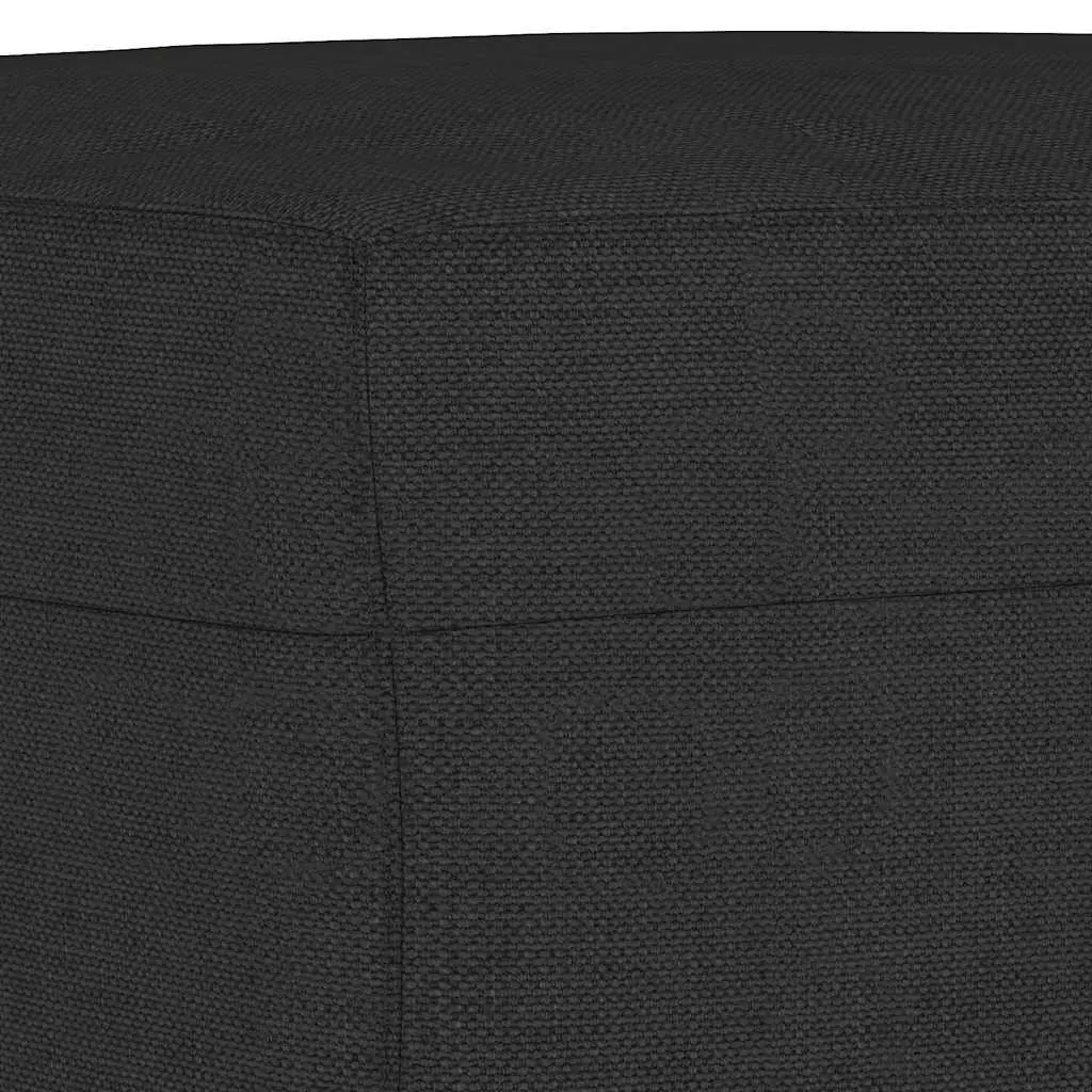 3 Piece Sofa Set Black Fabric Lounge Couch Footstool