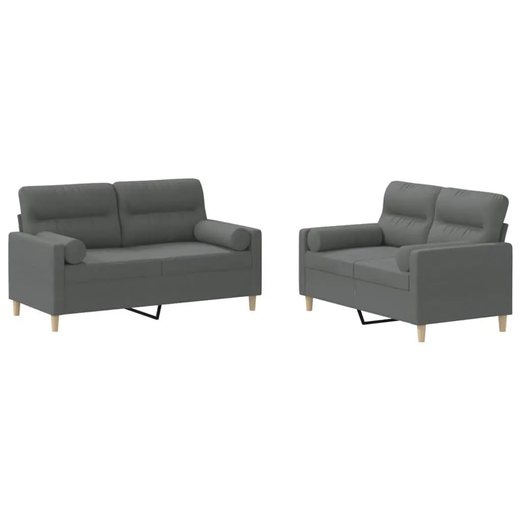 Sofa Set Grey Fabric Lounge Couch 2 Piece