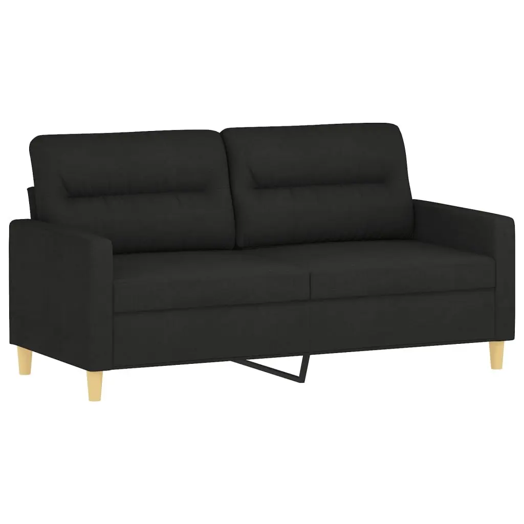 2 Piece Sofa Set Black Fabric Couch Lounge