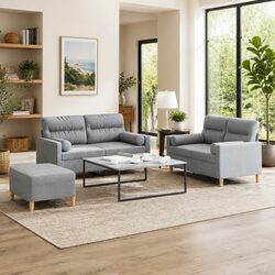 Comfortable and Affordable 3 Piece Grey Sofa Set