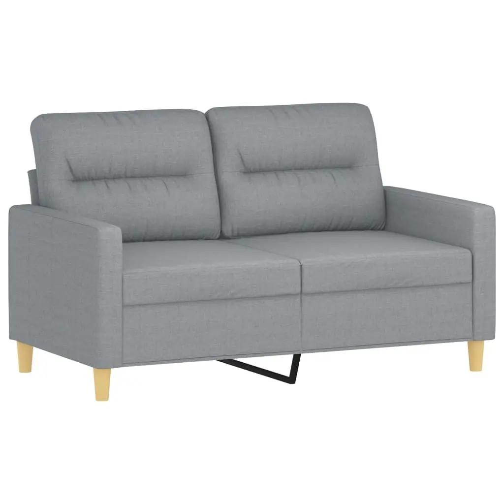 Sofa Set Living Room Furniture Grey Fabric 3 Piece with Footstool and Pillows