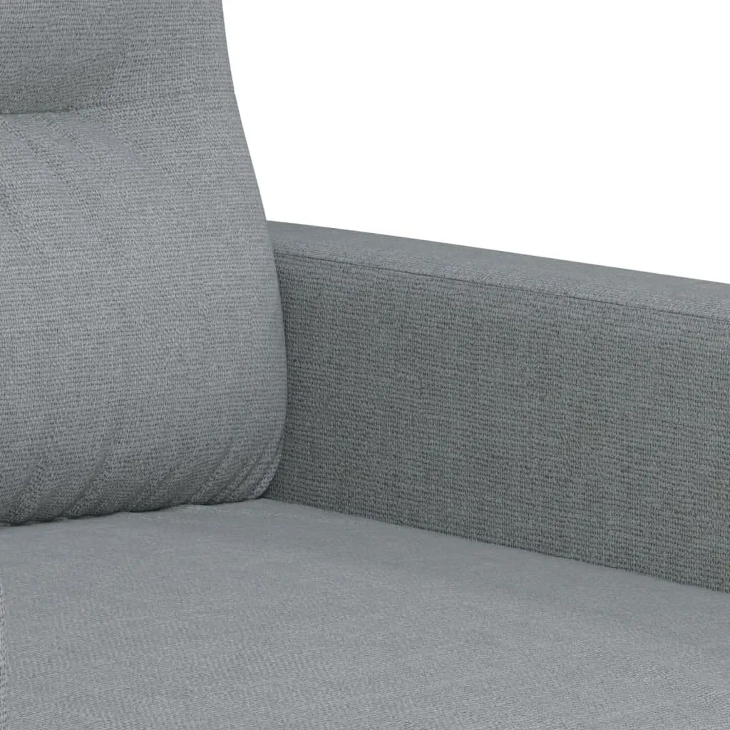 Sofa Set Living Room Furniture Grey Fabric 3 Piece with Footstool and Pillows