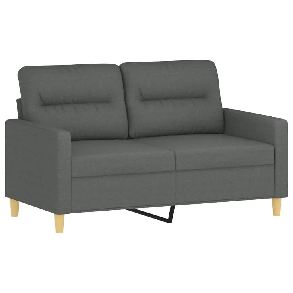3 Piece Sofa Set Grey Fabric Lounge Couch with Pillows Footstool Living Room