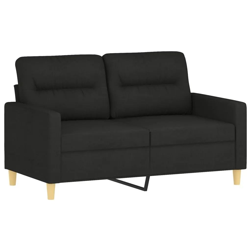 Black Fabric Sofa Set 3 Piece Living Room Lounge Couch with Footstool and Pillows