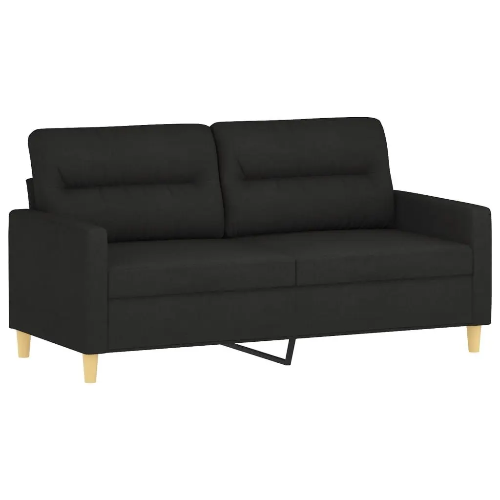 Black Fabric Sofa Set 3 Piece Living Room Lounge Couch with Footstool and Pillows