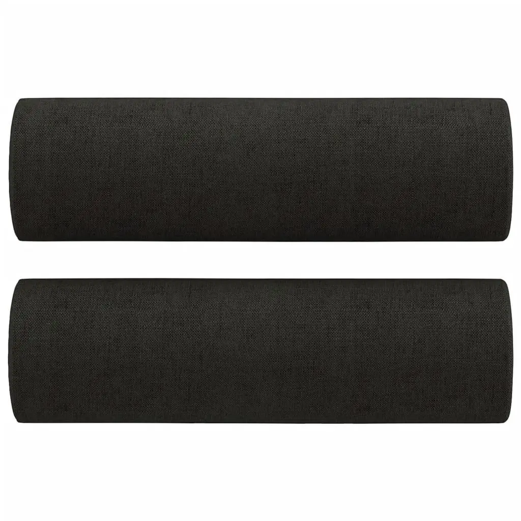 Black Fabric Sofa Set 3 Piece Living Room Lounge Couch with Footstool and Pillows