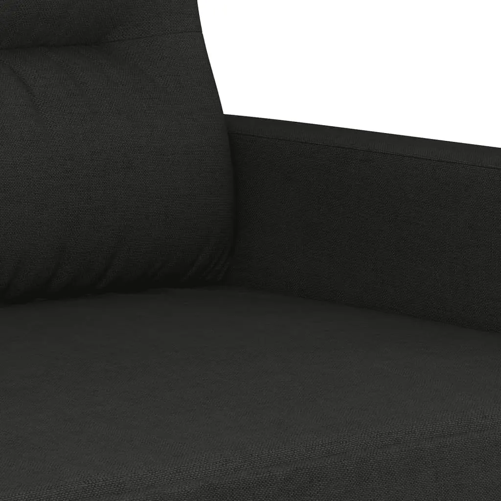 Black Fabric Sofa Set 3 Piece Living Room Lounge Couch with Footstool and Pillows