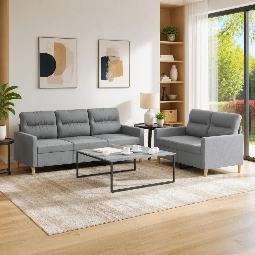 2 Piece Grey Sofa Set