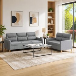Reliable and Cozy 2 Piece Grey Sofa Set