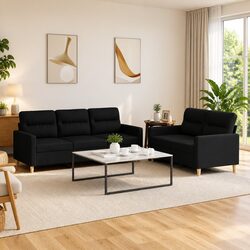 Reliable Black Fabric Sofa Set for Comfort