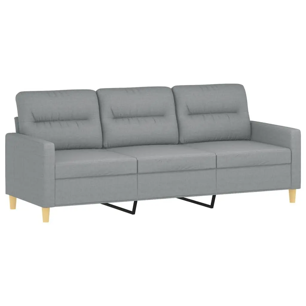 3 Piece Sofa Set Grey Fabric Living Room Furniture Seating