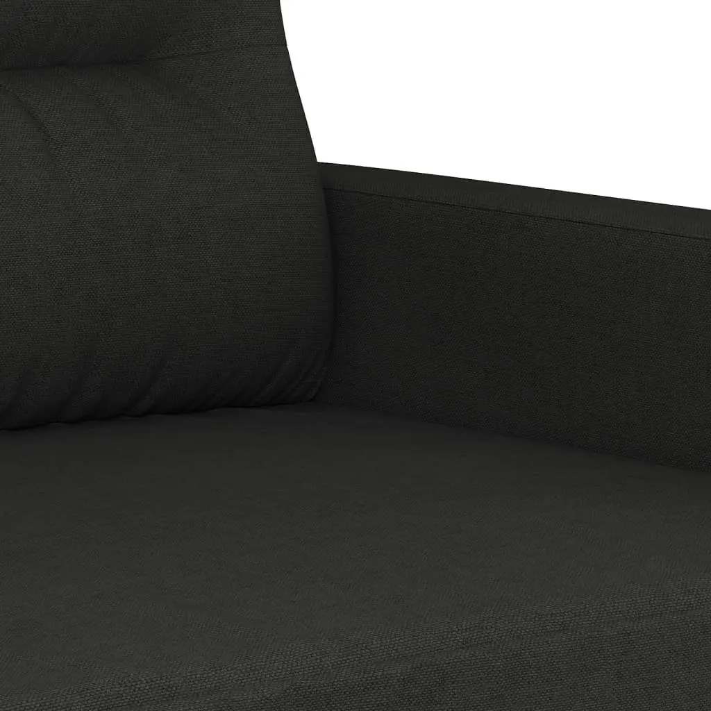 3 Piece Sofa Set with Cushions Black Fabric Lounge Suite Comfortable Seating