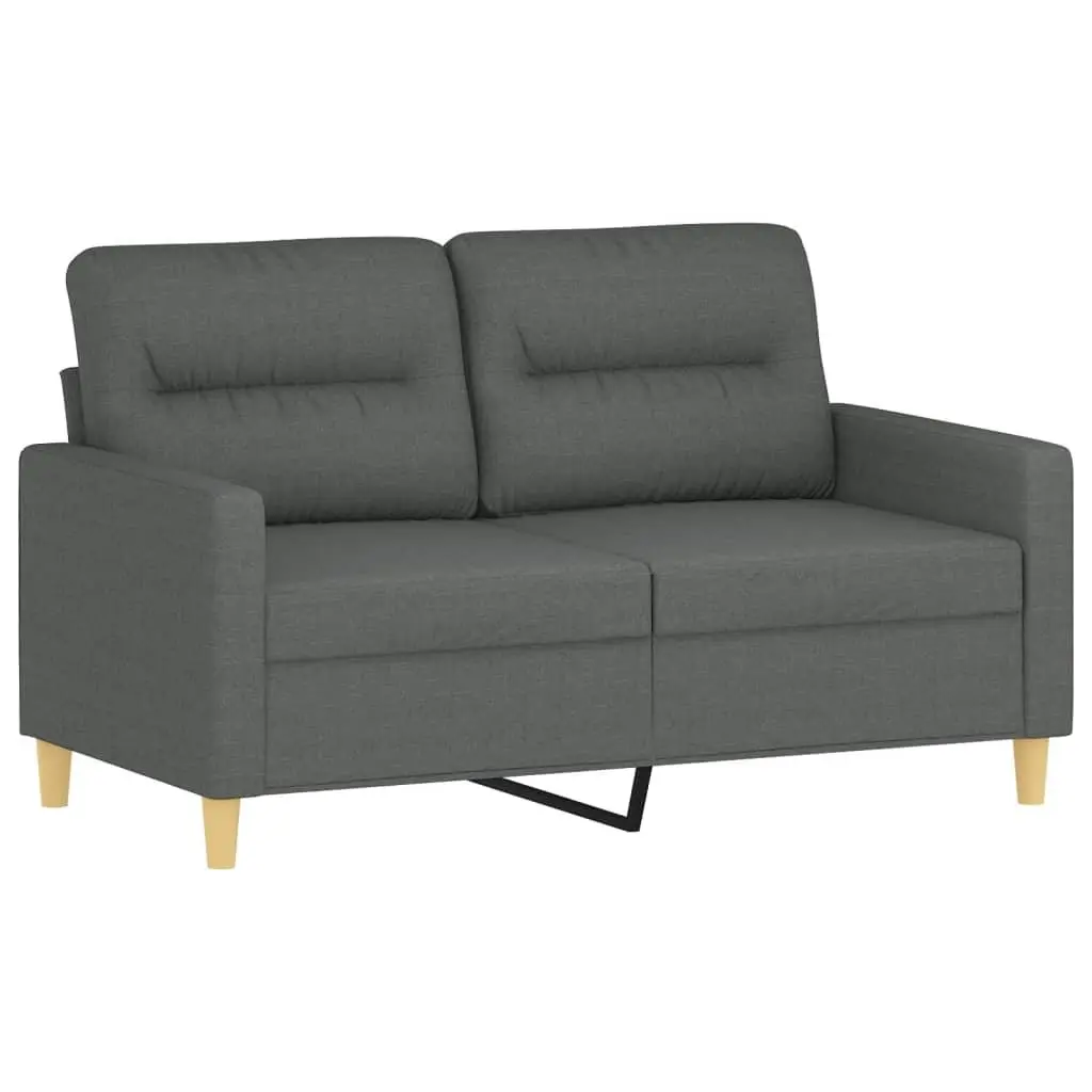 3 Piece Sofa Set Grey Fabric Living Room Lounge Suite with Footstool and Pillows