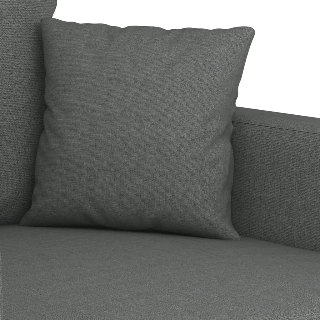 3 Piece Grey Fabric Sofa Set with Throw Pillows Comfortable Living Room Lounge