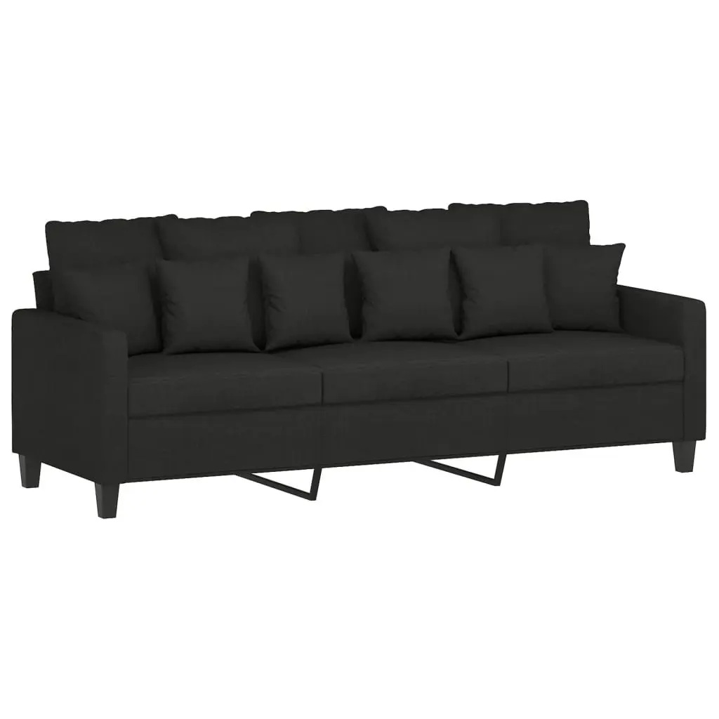3 Piece Sofa Set Black Fabric Lounge Suite Living Room Couch