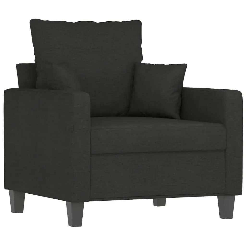 3 Piece Sofa Set Black Fabric Lounge Suite Living Room Couch