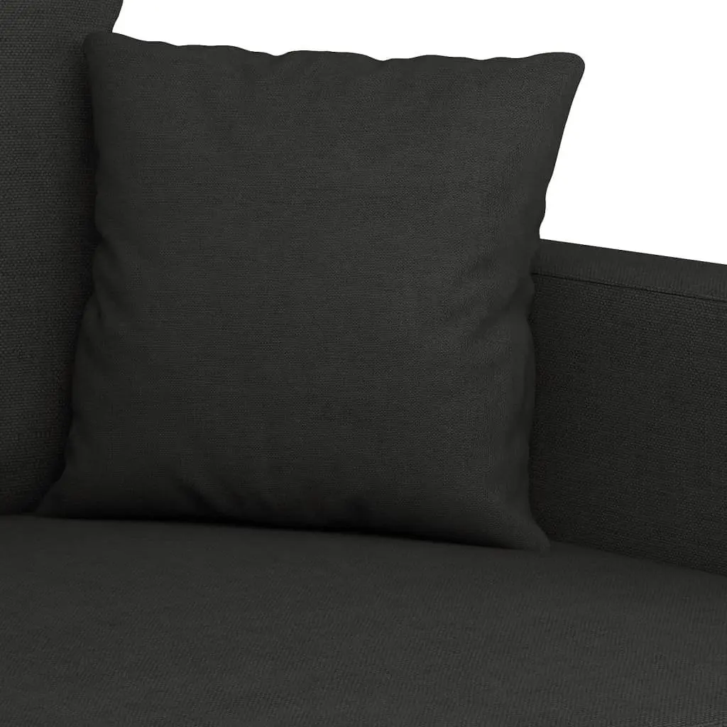 3 Piece Sofa Set Black Fabric Lounge Suite Living Room Couch