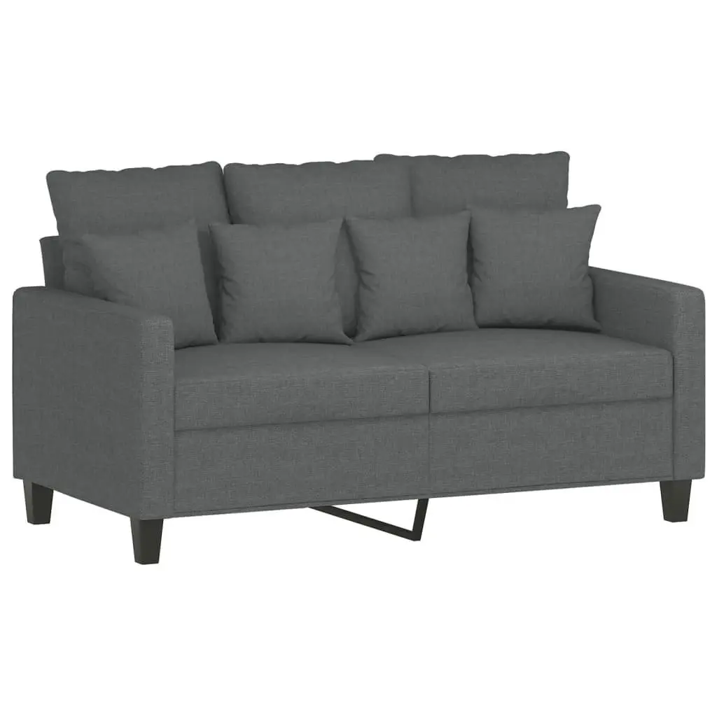 3 Piece Sofa Set Grey Fabric with Cushions Footstool Living Room Furniture
