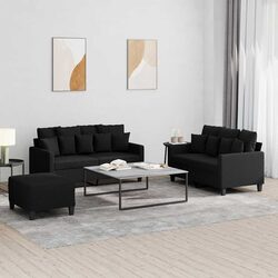 Comfortable 3 Piece Black Sofa Set with Great Value