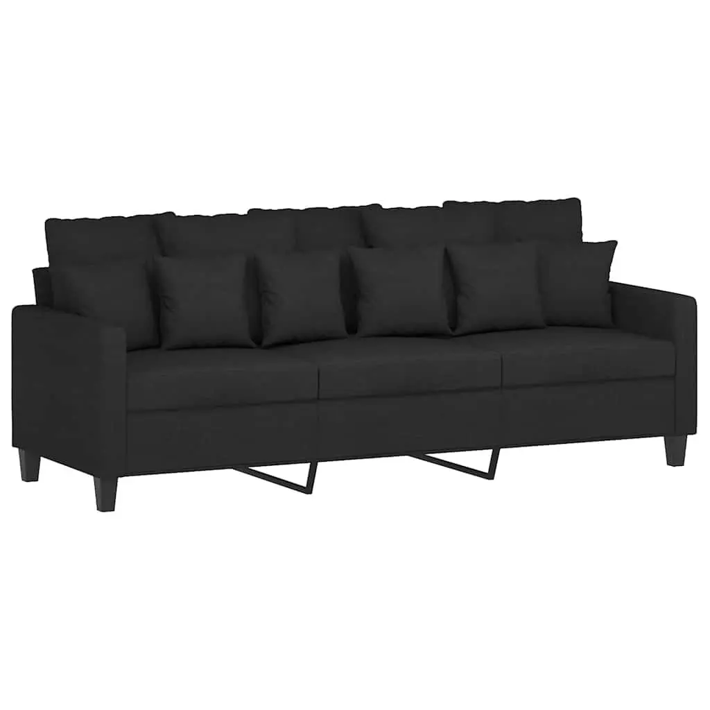 Sofa Set Relaxation Seating 2 Piece Black Fabric