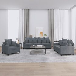 Reliable and Comfortable 3 Piece Sofa Set in Grey