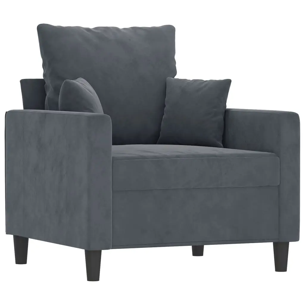 Sofa Set for Living Room Grey Velvet 4 Piece with Footstool