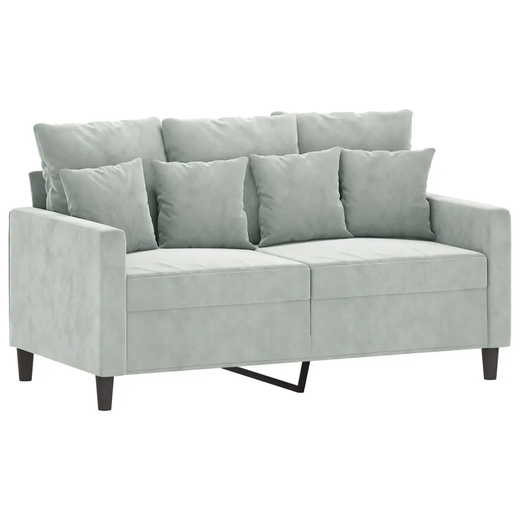 2 Piece Sofa Set Grey Velvet Lounge Suite Comfortable Padded Seating Living Room