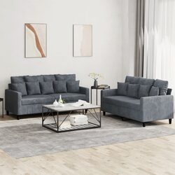 Value and Comfort with 2 Piece Grey Velvet Sofa Set