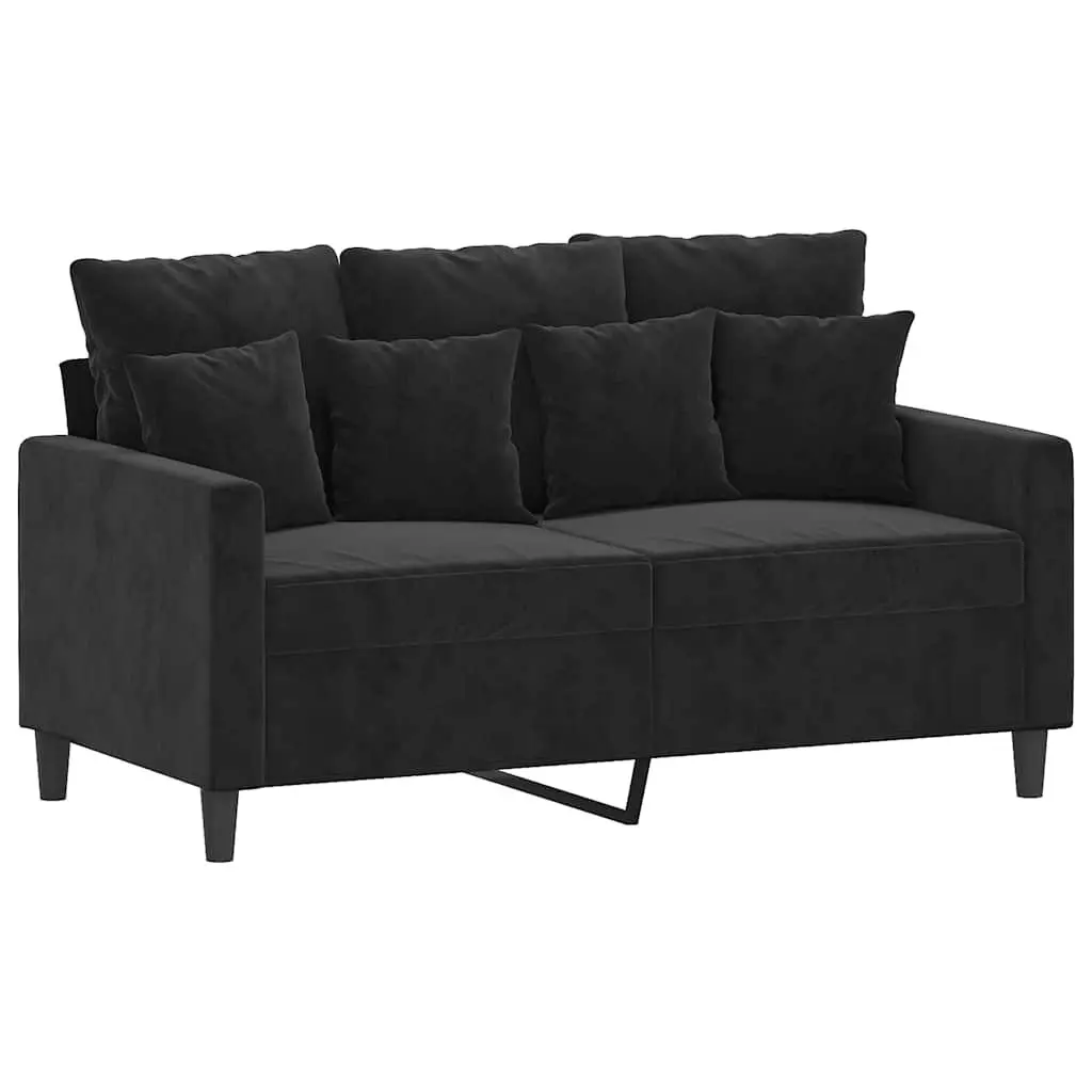 2 Piece Sofa Set Black Velvet Cushions Comfortable Living Room Furniture Chat
