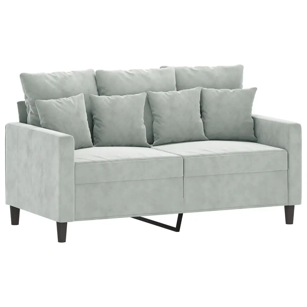3 Piece Sofa Set Velvet Living Room Furniture Compact Grey