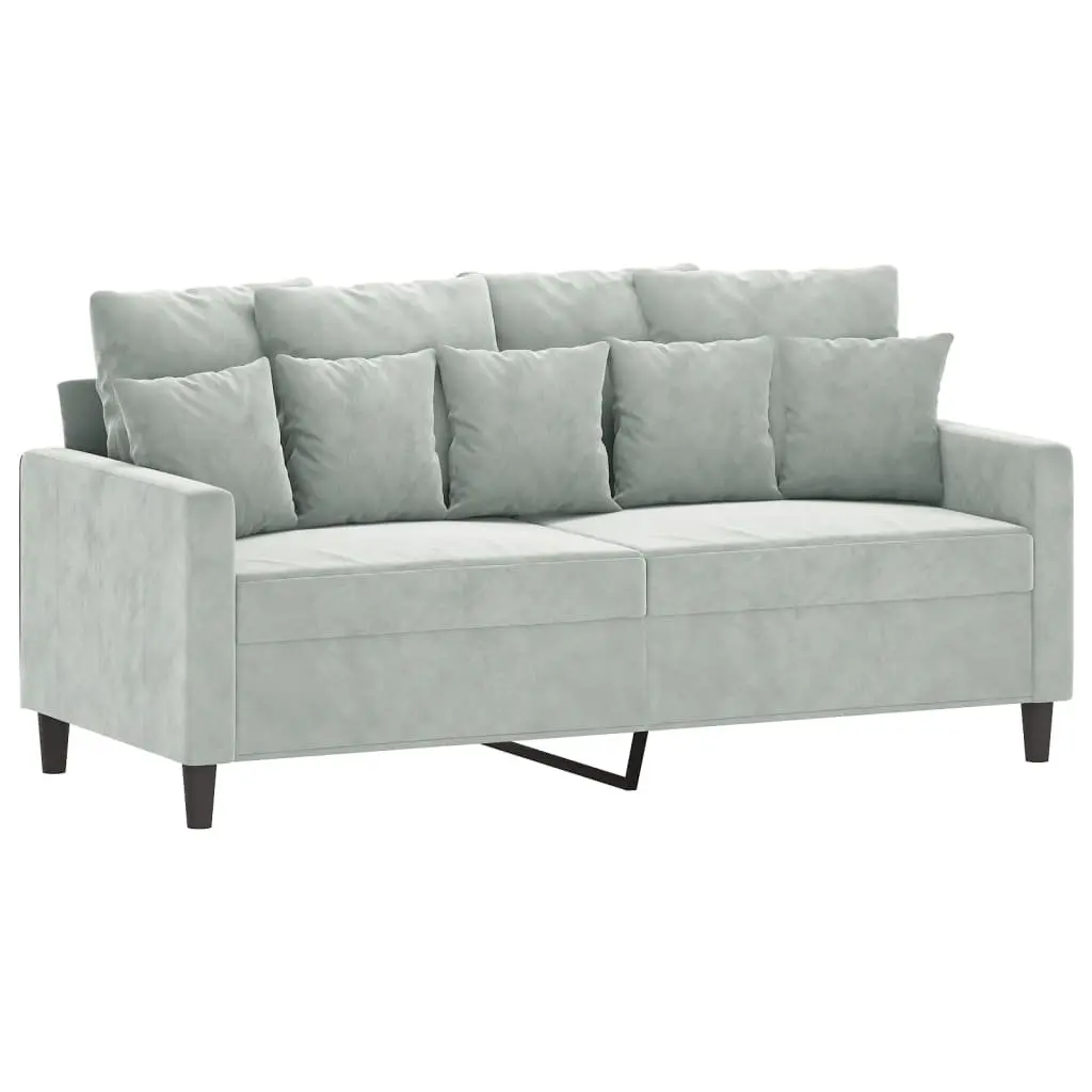 3 Piece Sofa Set Velvet Living Room Furniture Compact Grey