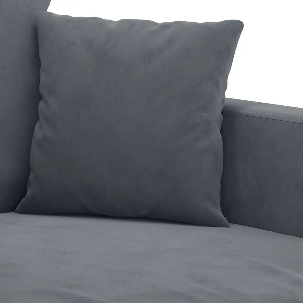 3 Piece Sofa Set Grey Velvet Lounge Suite Living Room