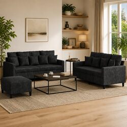 Comfortable and Practical 3 Piece Sofa Set with Footstool