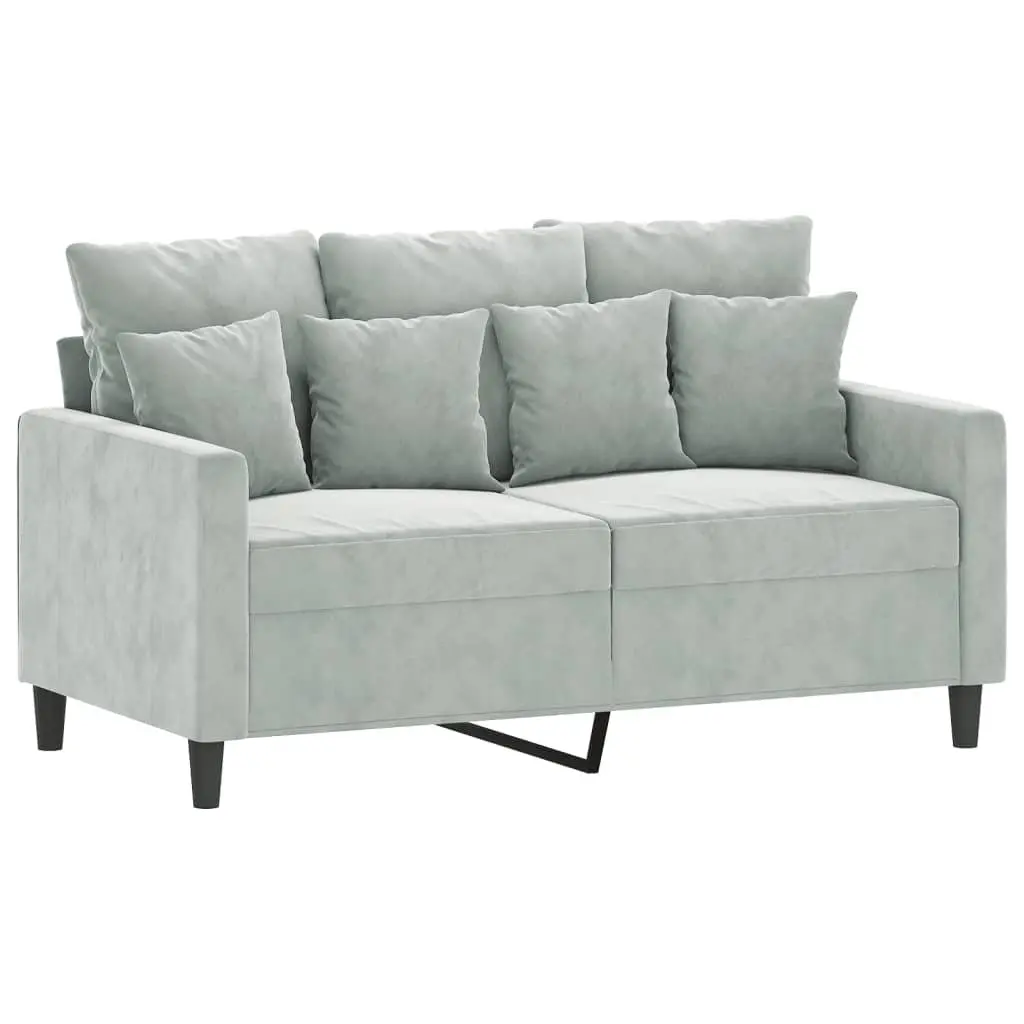 2 Piece Sofa Set Grey Velvet Cushions Living Room Furniture Comfortable Seating