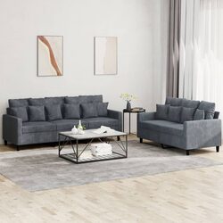 Comfort and Value in a 2 Piece Grey Velvet Sofa Set