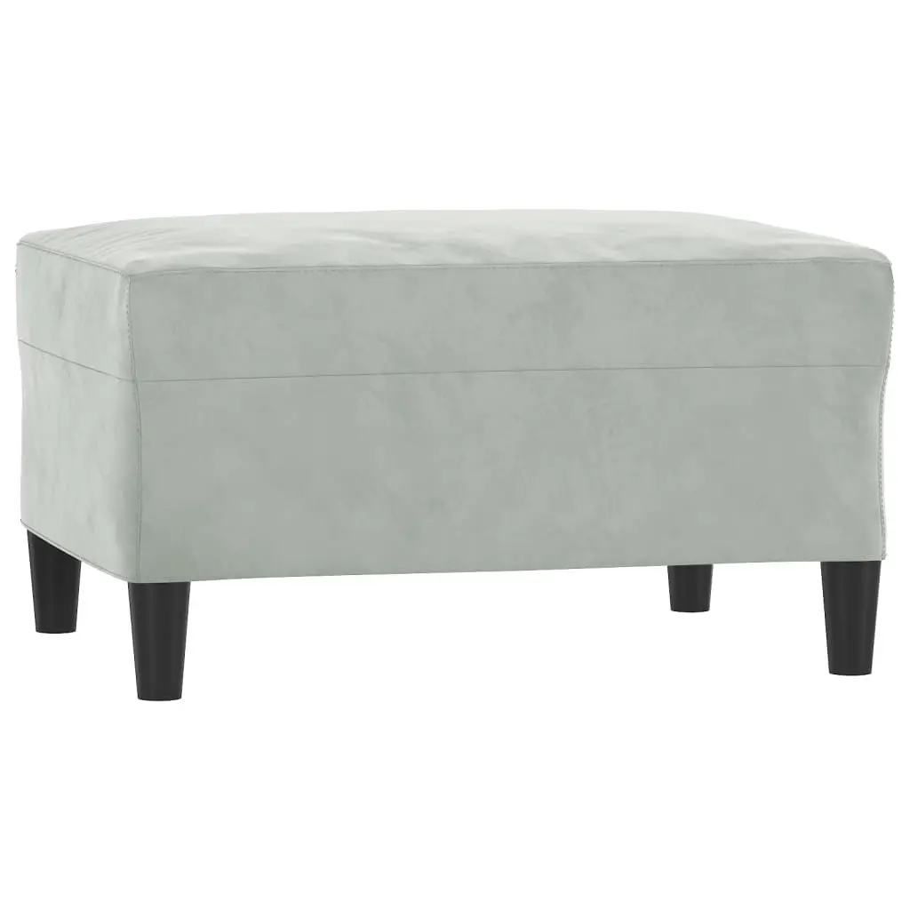 Grey Velvet Sofa Set 3 Piece Lounge Couch with Cushions Footstool for Living Room