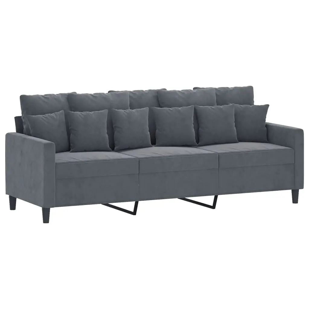 3 Piece Sofa Set Grey Velvet Lounge Suite Living Room Furniture