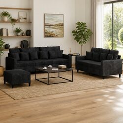 Comfortable 3 Piece Sofa Set with Footstool for Your Home