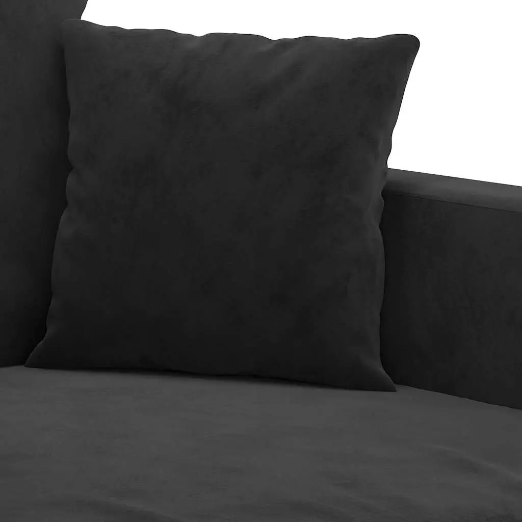3 Piece Sofa Set Black Velvet Living Room Furniture