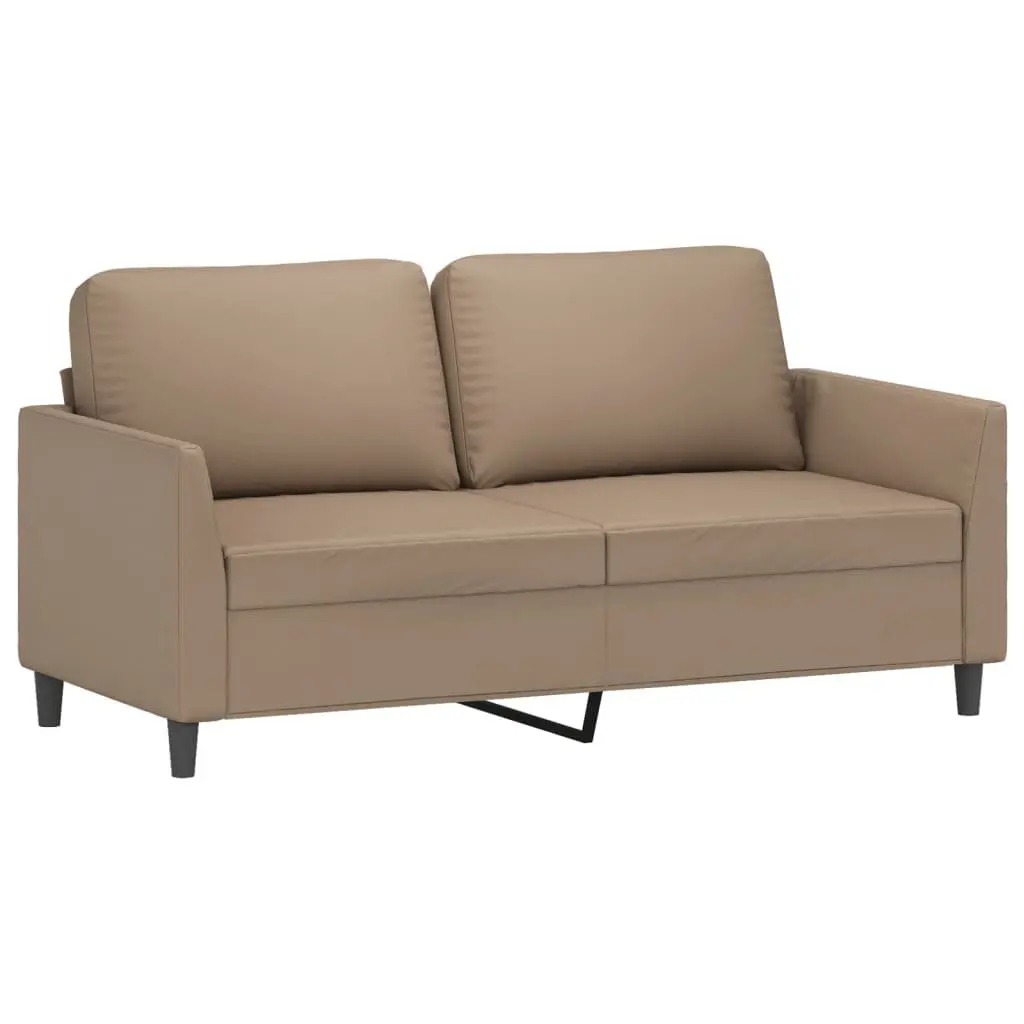 2 Piece Sofa Set Brown Faux Leather Lounge Suite Cushioned Couch Living Room