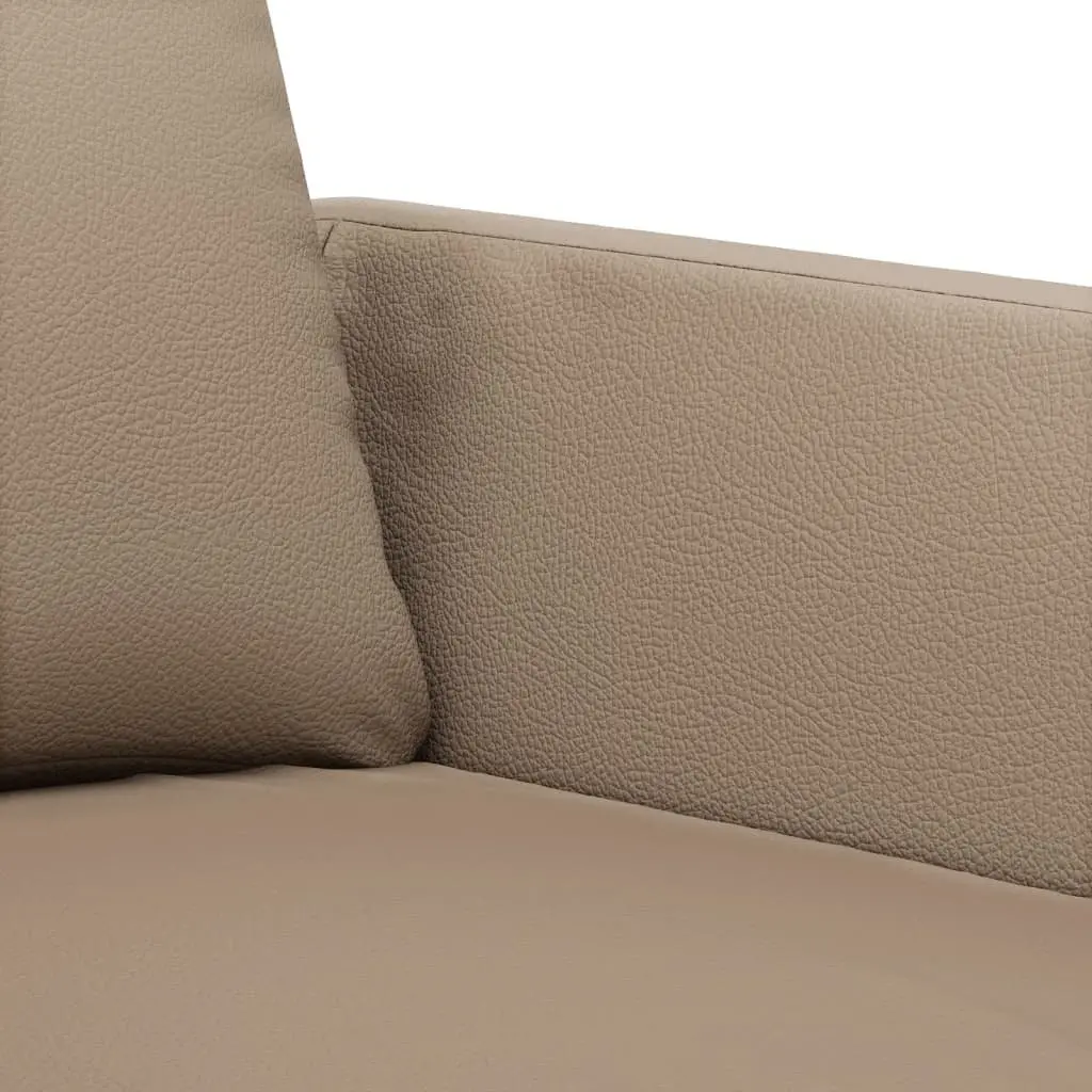 2 Piece Sofa Set Brown Faux Leather Lounge Suite Cushioned Couch Living Room