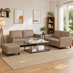 Comfortable and Practical 3 Piece Sofa Set with Footstool