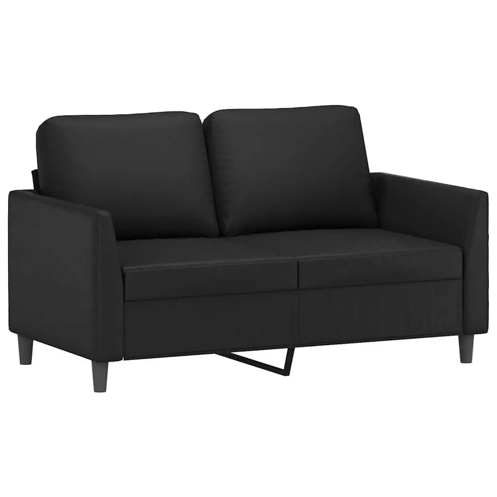 2 Piece Sofa Set Black Faux Leather Living Room Furniture