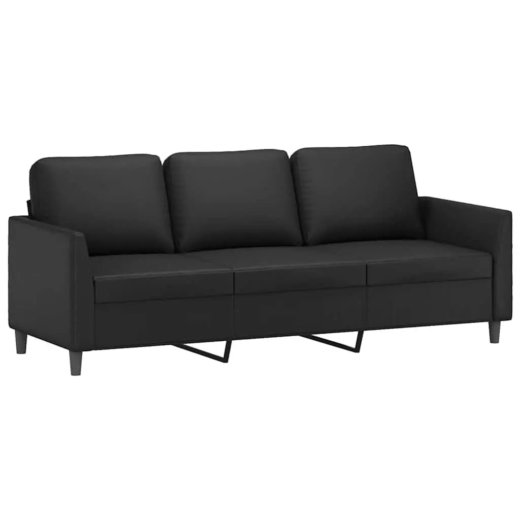 2 Piece Sofa Set Black Faux Leather Living Room Furniture