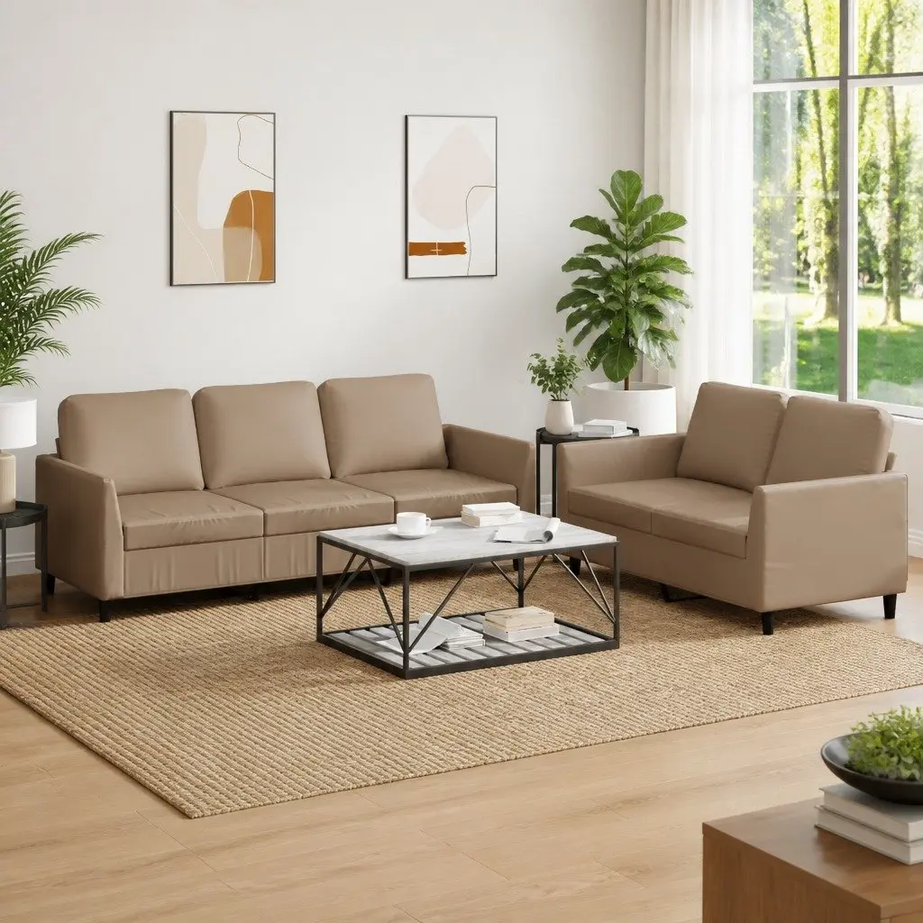 2 Piece Sofa Set in Brown