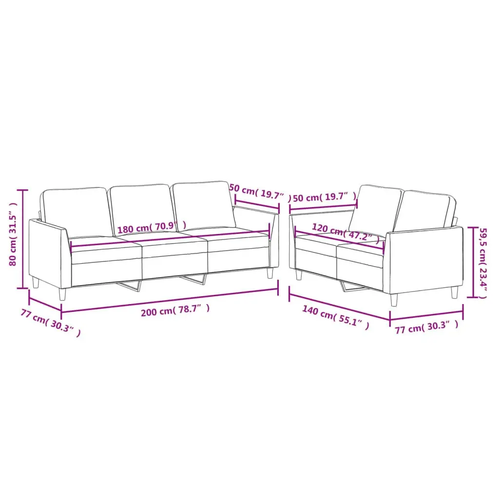 2 Piece Sofa Set in Brown