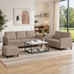 Comfortable and Affordable 3 Piece Brown Faux Leather Sofa Set