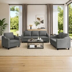 Comfortable and Valuable 3 Piece Sofa Set in Grey