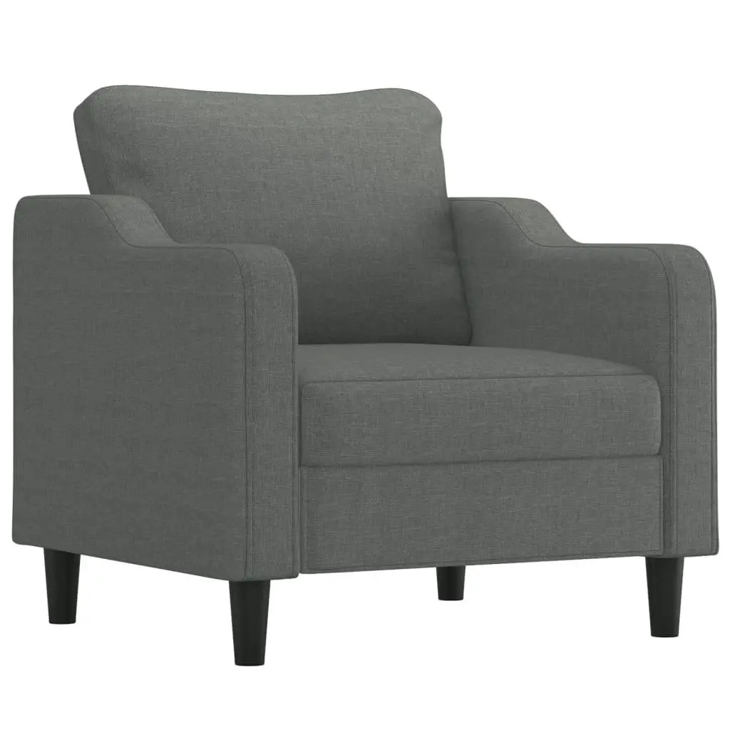 3 Piece Sofa Set with Cushions Grey Fabric Living Room Furniture Lounge Seating