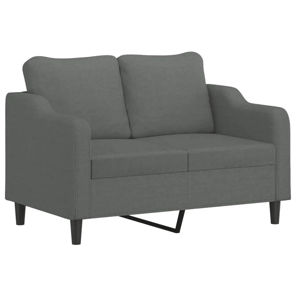 4 Piece Sofa Set Grey Fabric Lounge Suite with Pillows Footstool Living Room